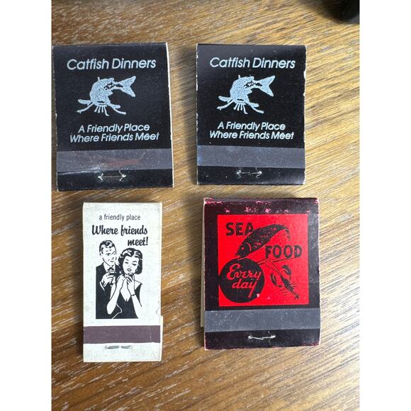 Bill's Catfish Waurika Oklahoma Vintage Matchbooks Red River Restaurant TX OK - Picture 2 of 6